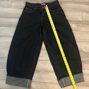 Edikted dark blue Boyfriend Wide-Leg Cuffed Jeans sz Small